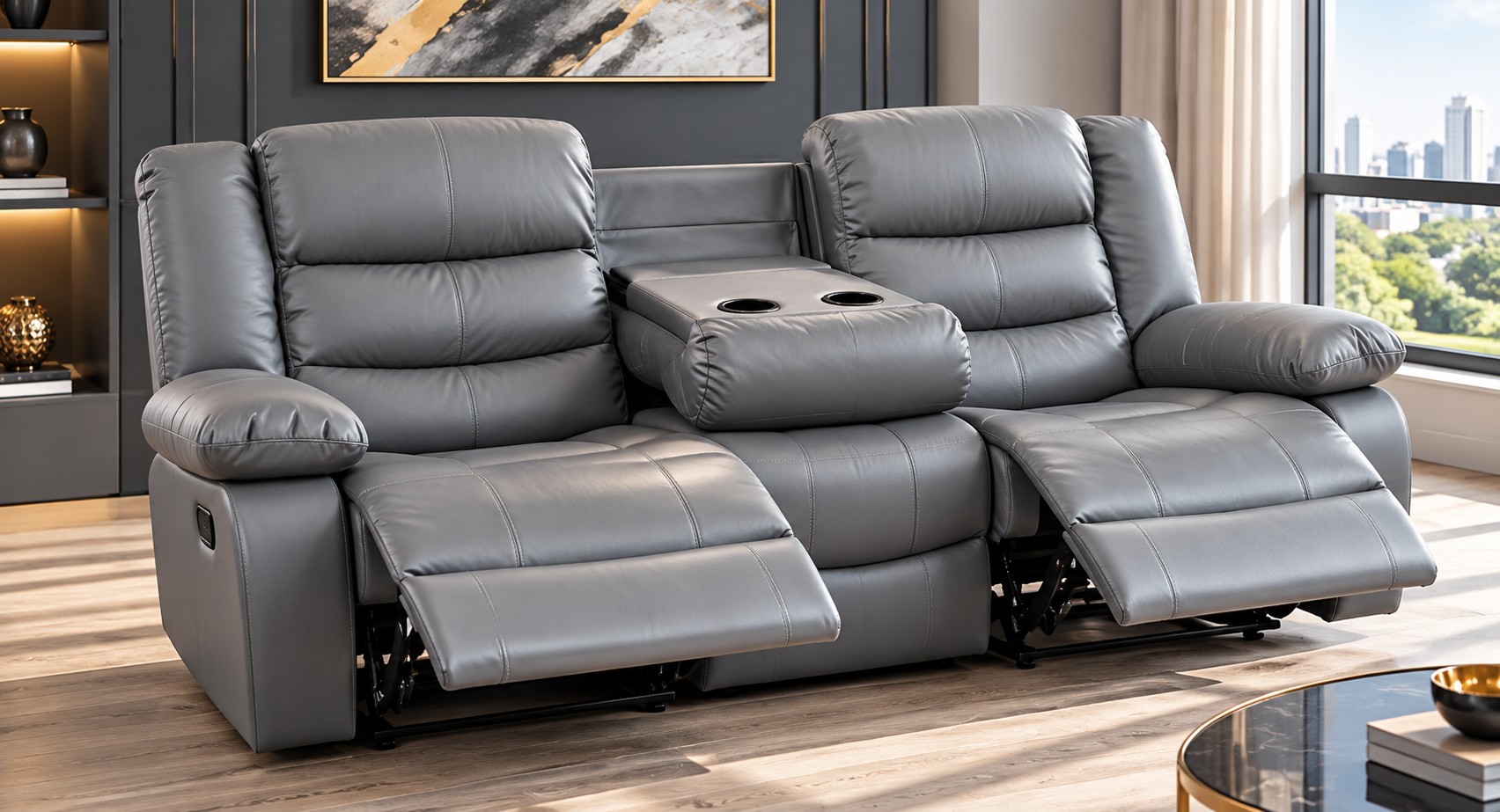 Lazy-B 3 Seater Recliner Grey